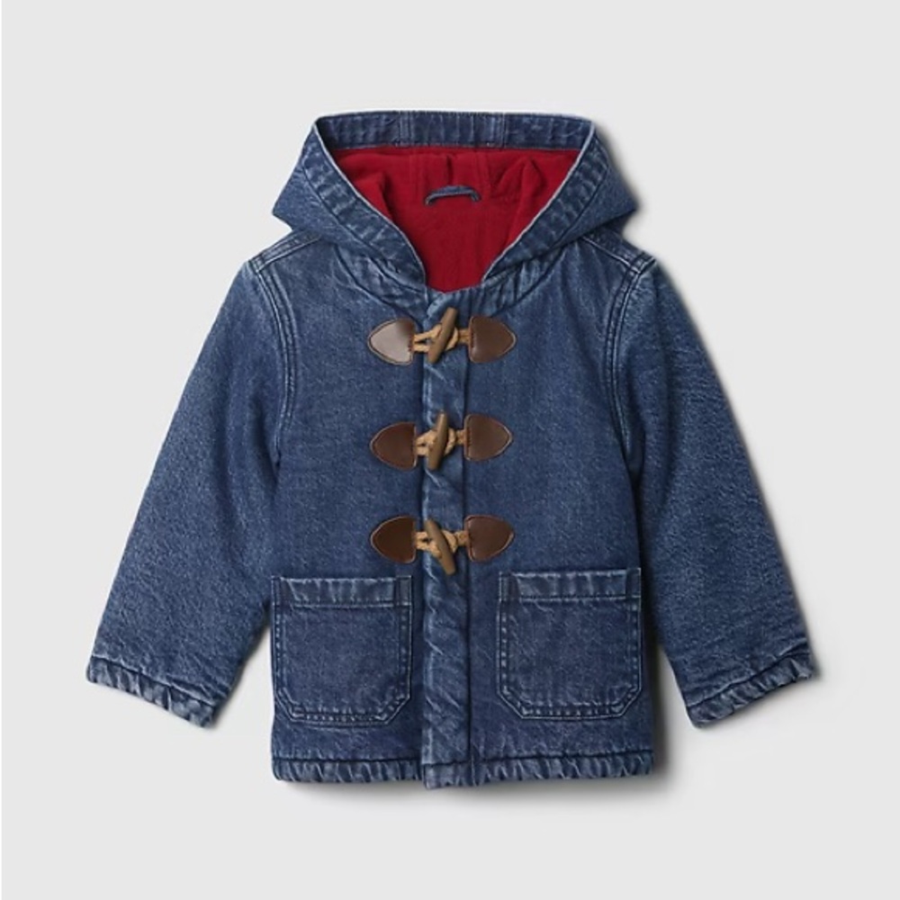 Gap Baby Paddington Lined Denim Toggle Jacket With Hood | 6-12 months